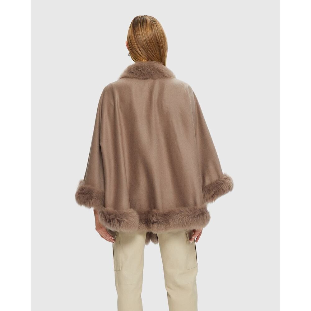 Gorski Montreal CASHMERE & WOOL CAPE WITH TOSCANA SHEARLING LAMB TRIM one size - Picture 3 of 8